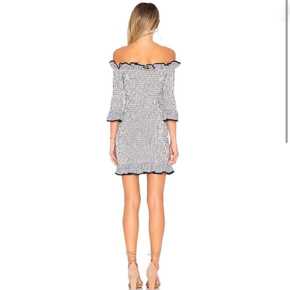 Lovers + Friends Salsita Smocked Cotton Mini Dress in Nautical Size Small - Picture 3 of 12